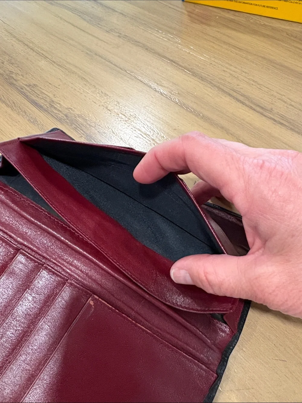 Christian Dior vintage Black/Burgundy Leather Long Wallet